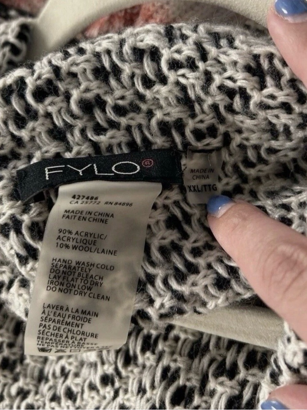 Women’s Fylo Black And White Cardigan Size XXL 2XL - Picture 4 of 4